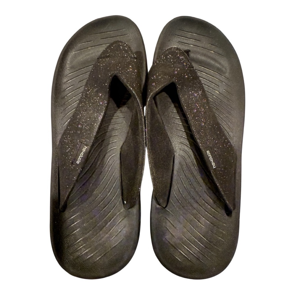 Hey Dude Meg Flip Sandals - Women’s Size 8 - Black Glitter